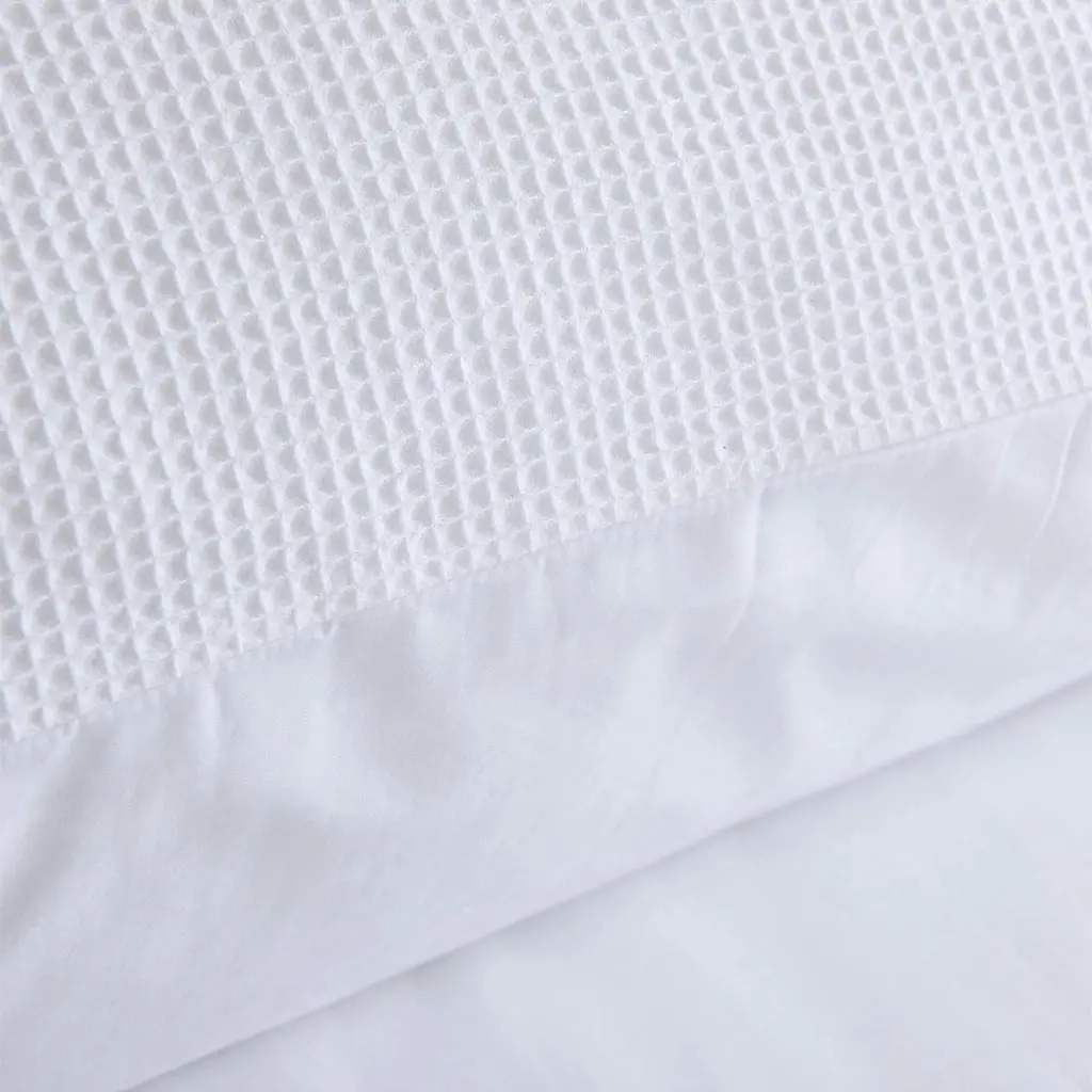 2 x 100% Cotton White Waffle Weave Euro Square Breakfast Body Pillowcases Cushion Covers