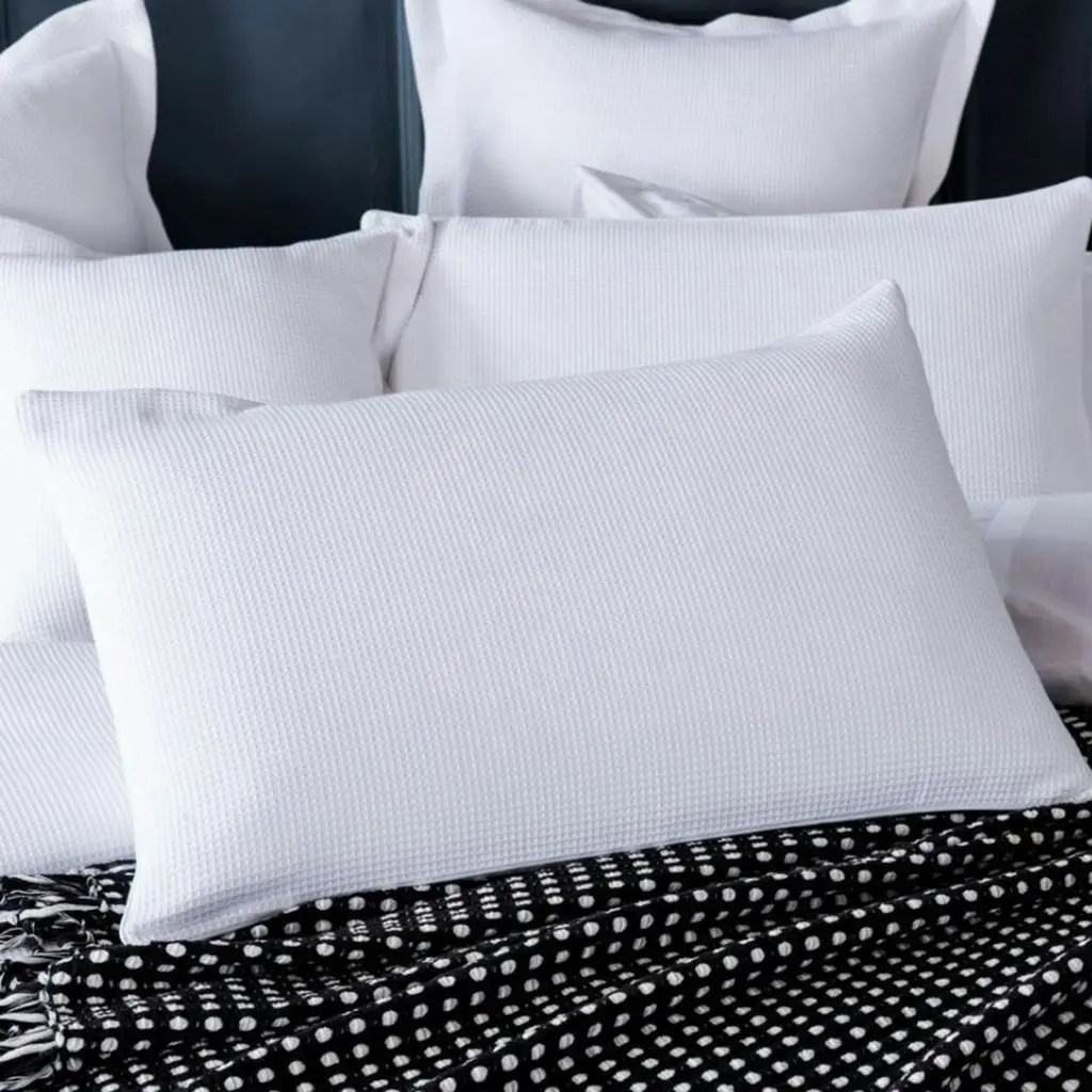 2 x 100% Cotton White Waffle Weave Euro Square Breakfast Body Pillowcases Cushion Covers