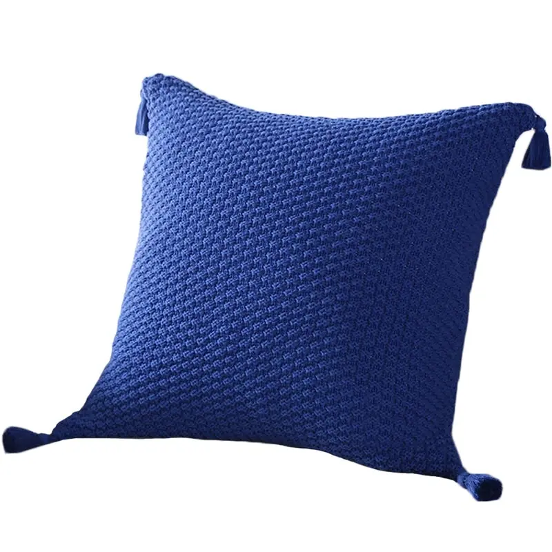 Premium Cotton Knitted Tassel Cushion Cover Home decor Pillow Cover 45x45cm