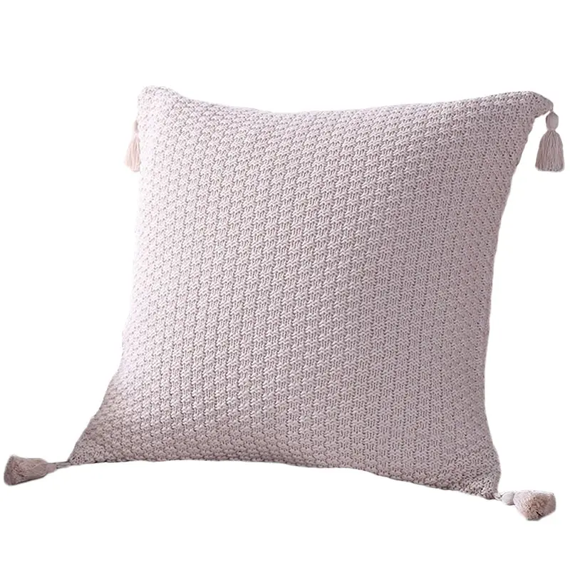 Premium Cotton Knitted Tassel Cushion Cover Home decor Pillow Cover 45x45cm