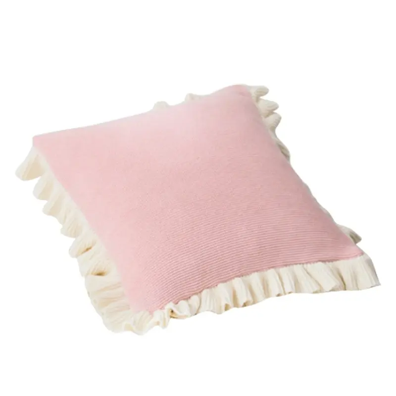 100% Cotton Knitted Lotus Flange Cushion Cover 45x45cm