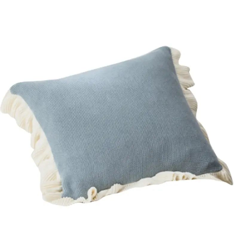 100% Cotton Knitted Lotus Flange Cushion Cover 45x45cm