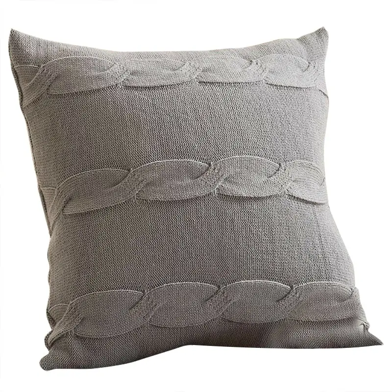 Home Decor Sofa Bed Knitted Pillow Cushion Cover Twisted Stripes 45x45cm