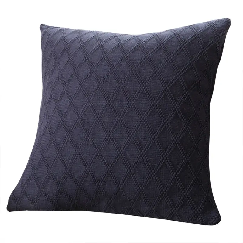 100% Cotton Knitted Square Cushion Sofa Pillow Cover 45x45cm Diamond Pattern