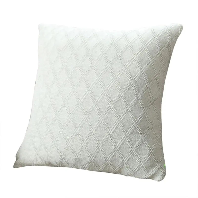 100% Cotton Knitted Square Cushion Sofa Pillow Cover 45x45cm Diamond Pattern