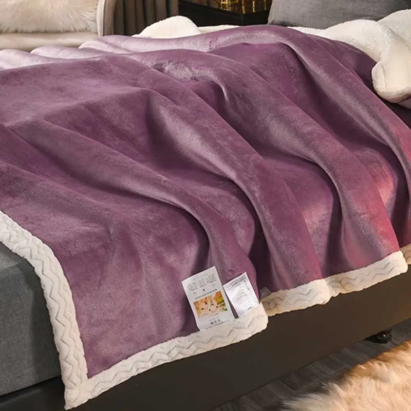 Large Ultimate Sherpa Blanket Luxurious Plush Throw Rug 200x230cm Purple