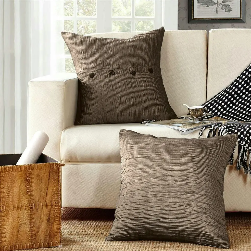 A pair of Seersucker Pattern Sofa Home Decor Cushion Covers