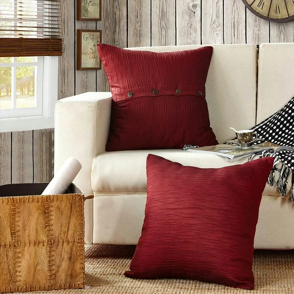 A pair of Seersucker Pattern Sofa Home Decor Cushion Covers