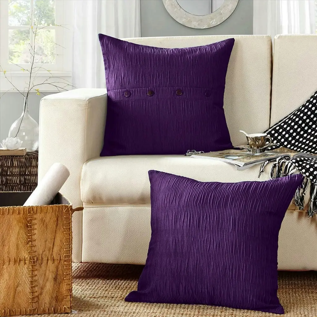 A pair of Seersucker Pattern Sofa Home Decor Cushion Covers