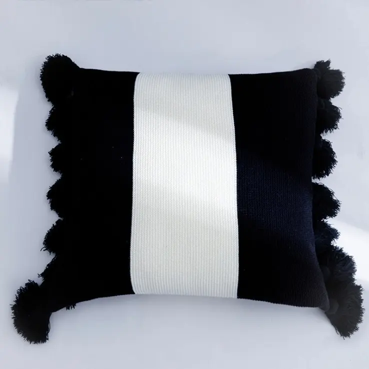 New Tassel Decor Knitted Square Cushion Pillow Cover 45x45cm