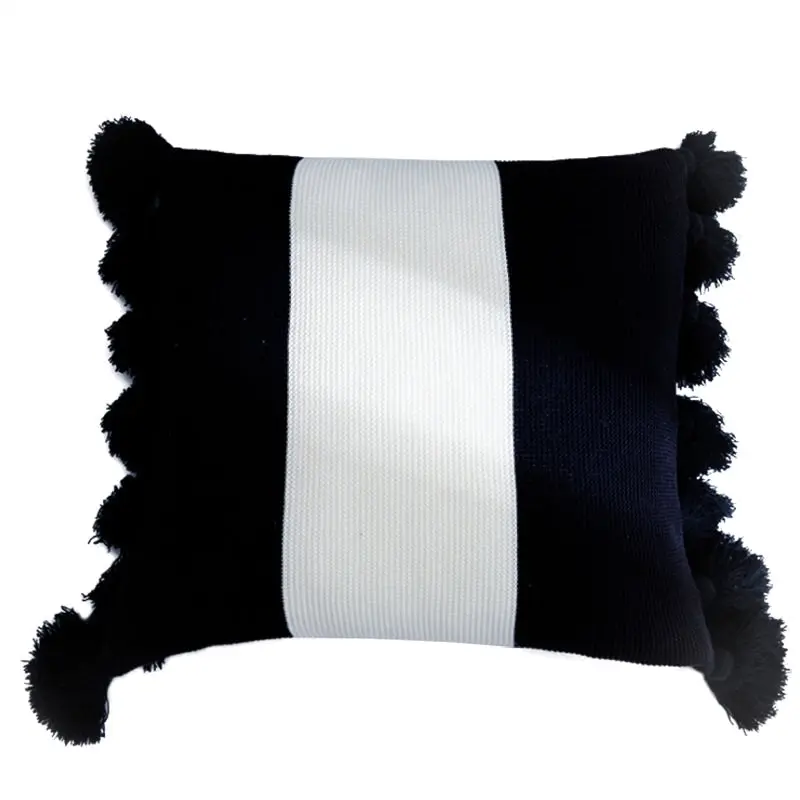 New Tassel Decor Knitted Square Cushion Pillow Cover 45x45cm