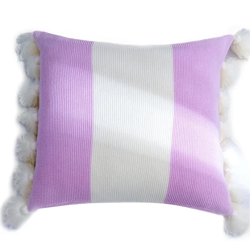 New Tassel Decor Knitted Square Cushion Pillow Cover 45x45cm