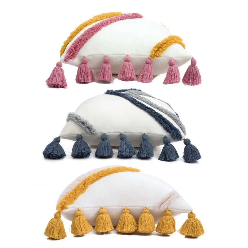 New Soft Acrylic Knitted Tassel Lantern Style Cushion Pillow Cover 45x45cm