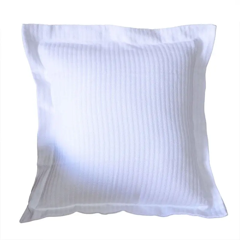 A pair of 100% Cotton White Herringbone Standard or European Pillow Covers