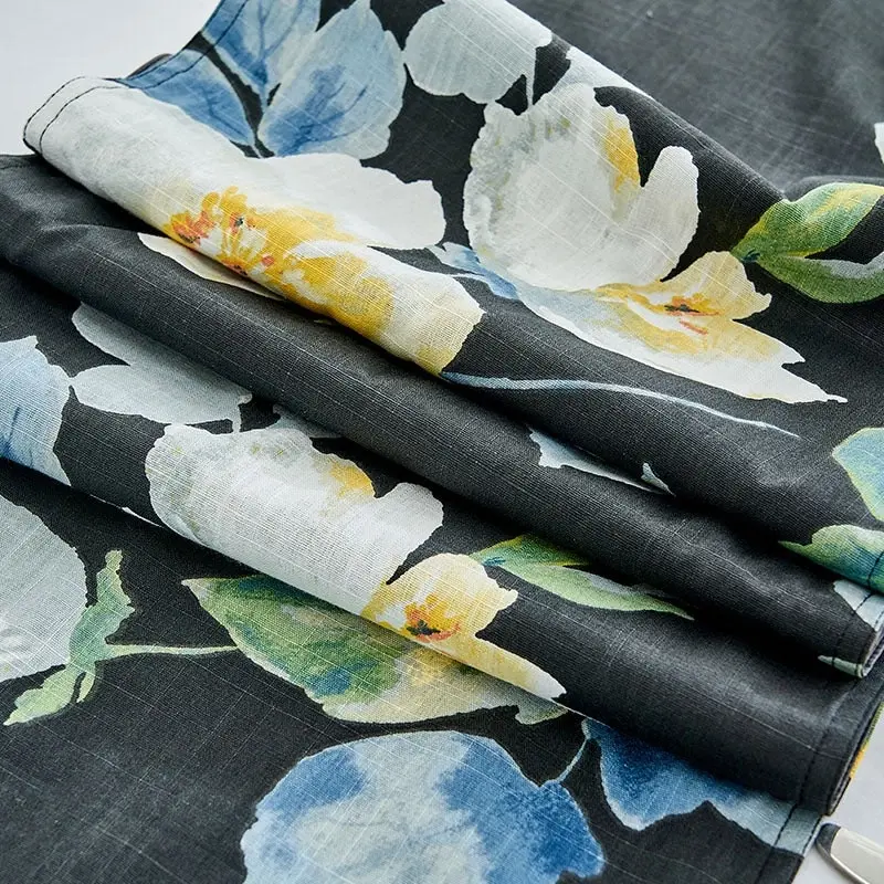 100% Slub Cotton Dining Table Runner 190x31cm Black