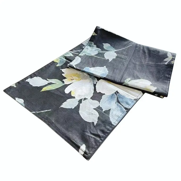 100% Slub Cotton Dining Table Runner 190x31cm Black