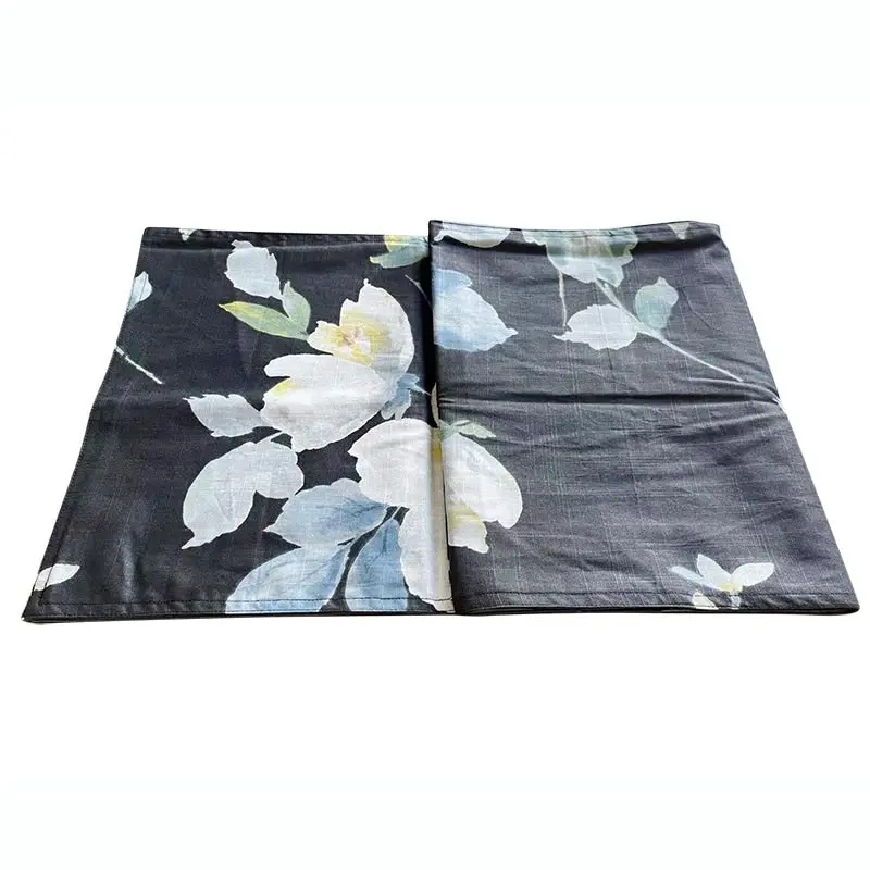 100% Slub Cotton Dining Table Runner 190x31cm Black