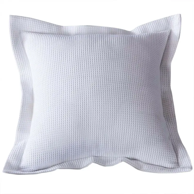 A pair of Bamboo Cotton White Waffle Standard Pillowcases or European Cushion covers