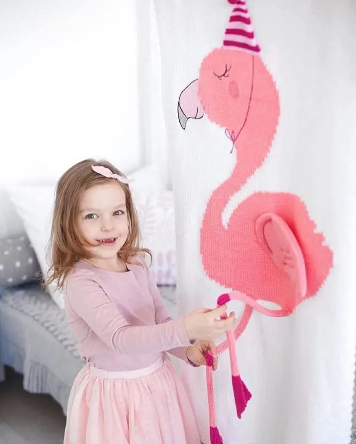 New Kids Children Cotton Knitted Blanket Flamingo Design Pram Blanket Throw