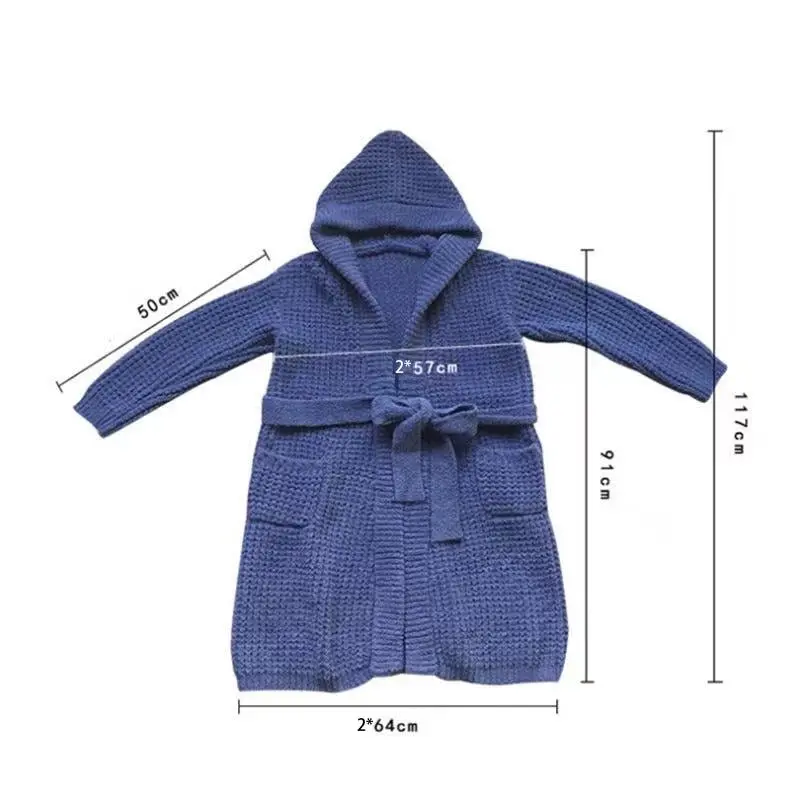 Autumn Winter Hooded Soft Warm Women Night Sleepwear Pyjamas Homewear Robe Navy