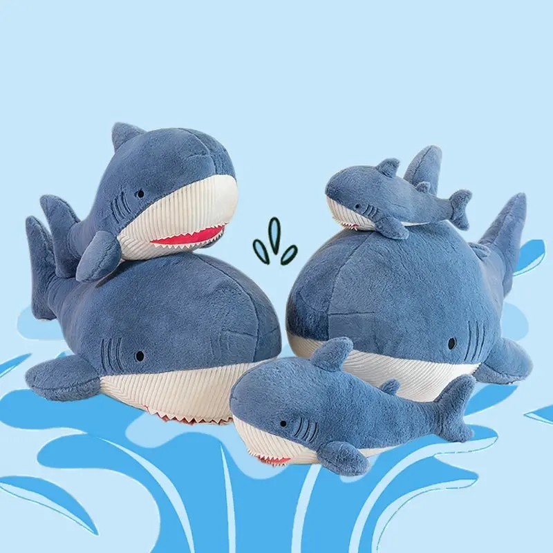 Super Soft Cute Blue Shark Plush Toy Large sizes 90cm 120cm 150cm Long