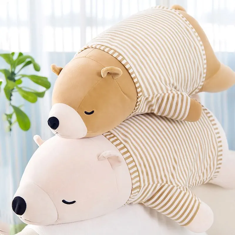 Super Cute Large Giant Sleeping Polar Bear with clothes Large plush Toy 105cm Cream