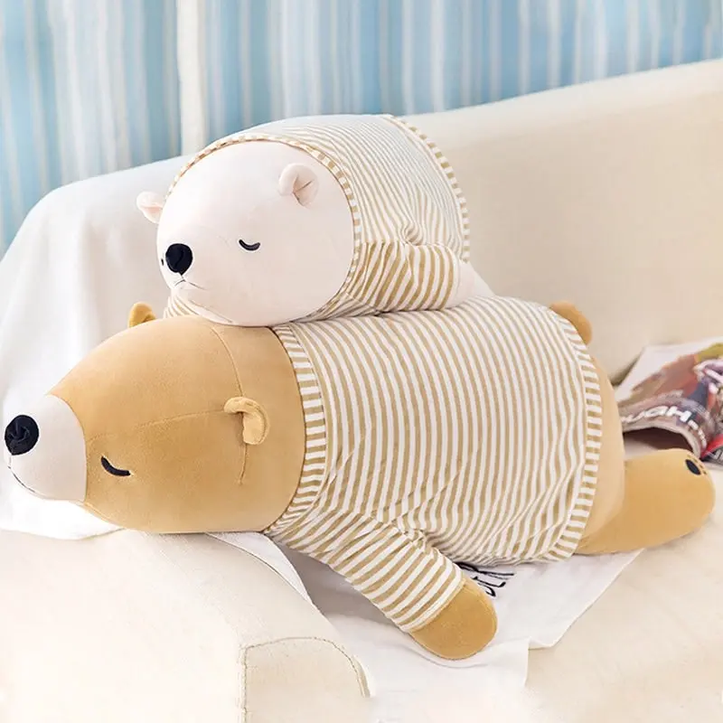 Super Cute Large Giant Sleeping Polar Bear with clothes Large plush Toy 105cm Cream