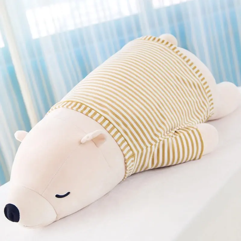 Super Cute Large Giant Sleeping Polar Bear with clothes Large plush Toy 105cm Cream