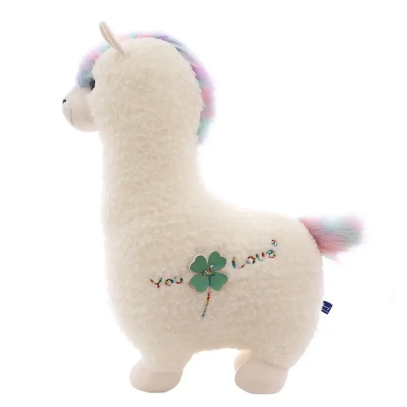 Large Super Cute Soft Coral Fleece Alpaca Plush Toy Rainbow Head 100cm High