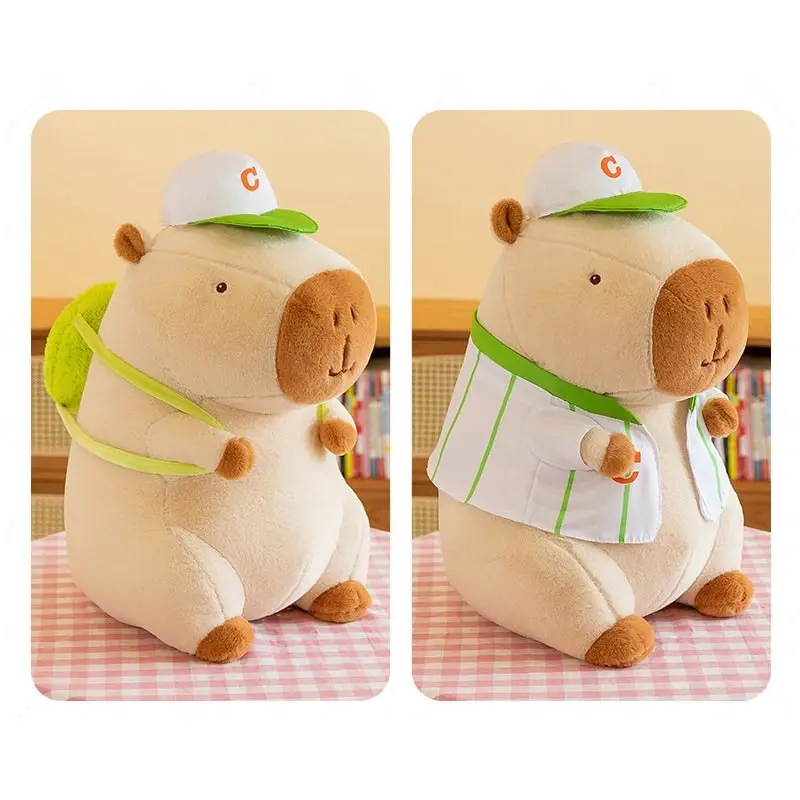 Super Cute Soft Fleece Capybara Plush Toy Baseball Backpack 48cm or 68cm Beige