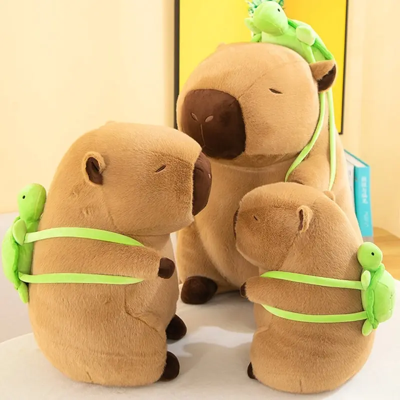 Super Cute Soft Fleece Capybara Plush Toy Green Turtle Backpack 55CM or 90CM