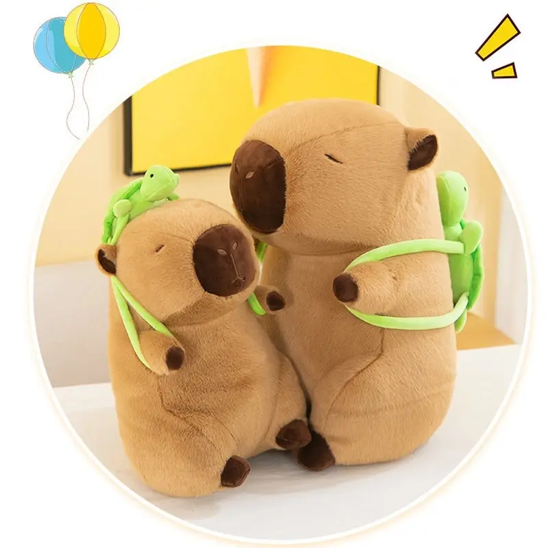 Super Cute Soft Fleece Capybara Plush Toy Green Turtle Backpack 55CM or 90CM