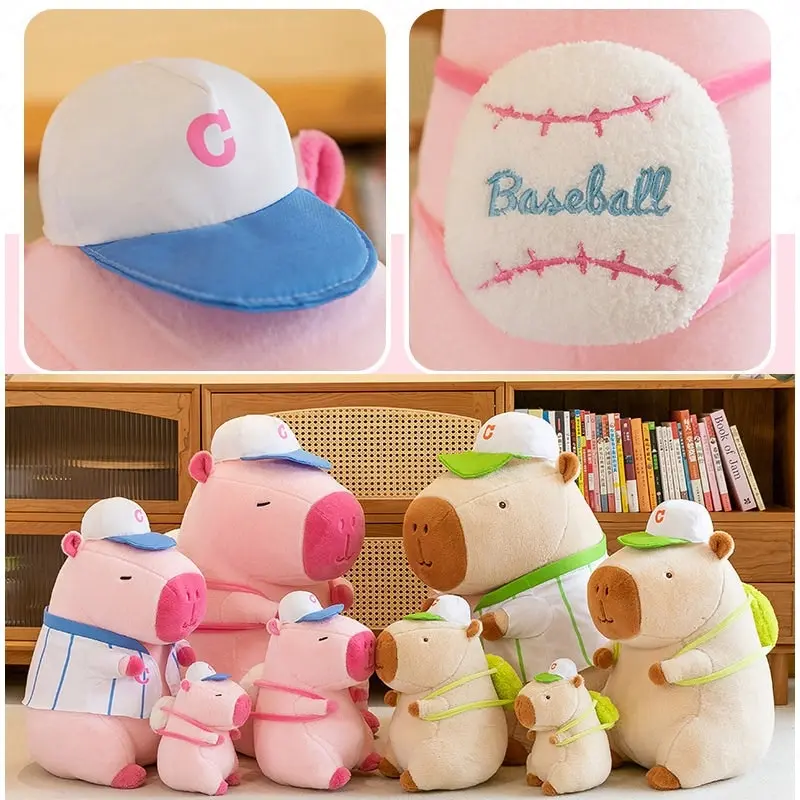 Super Cute Soft Fleece Capybara Plush Toy Baseball 68cm Pink