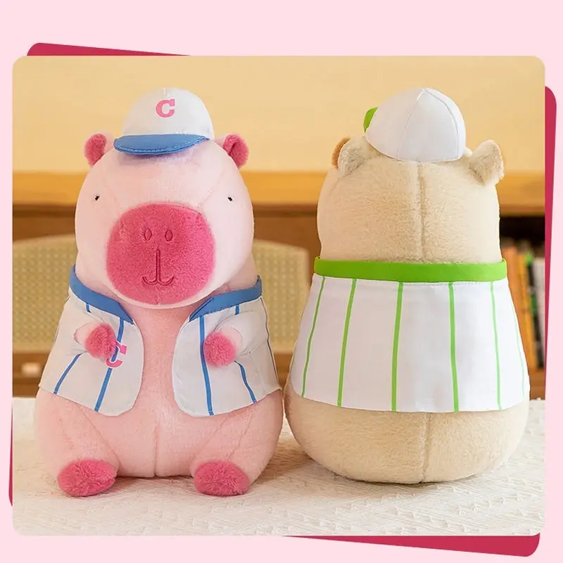 Super Cute Soft Fleece Capybara Plush Toy Baseball 68cm Beige