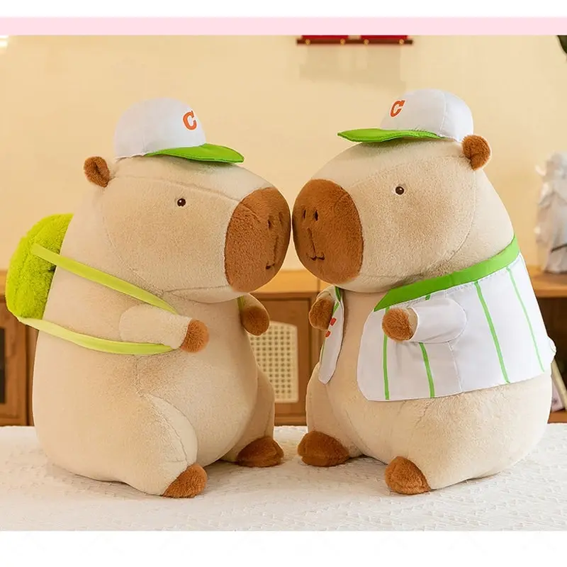 Super Cute Soft Fleece Capybara Plush Toy Baseball 68cm Beige