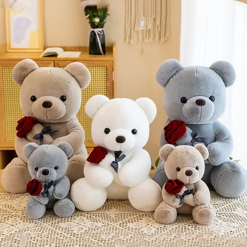 Super Soft Coral fleece White Bear Plush Toy Rose Wedding Valentine's day 50cm