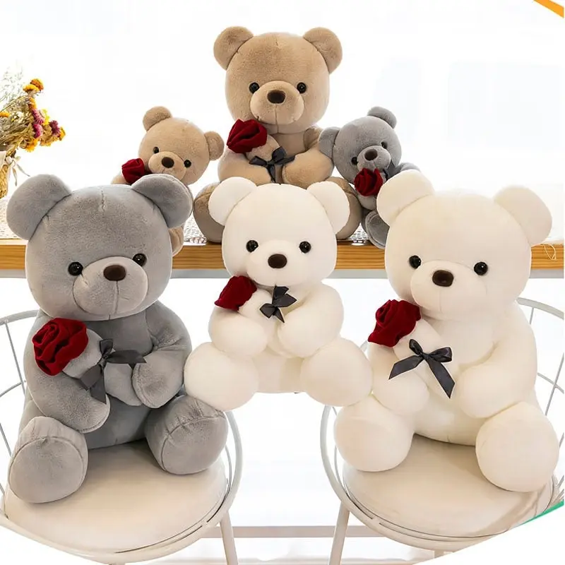 Super Soft Coral fleece White Bear Plush Toy Rose Wedding Valentine's day 50cm