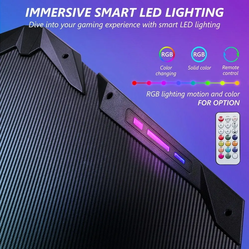 Furb Ergonomic Z Shaped LED Gaming Desk Carbon Fiber Computer Table With Holder