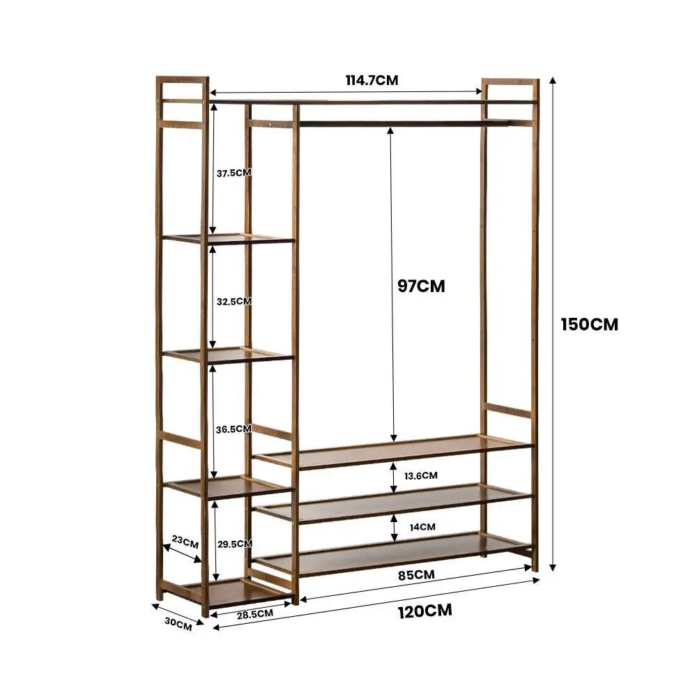 Furb Open Wardrobe Clothes Hanging Rail Garment Rack Shoe Shelf Storage Organiser