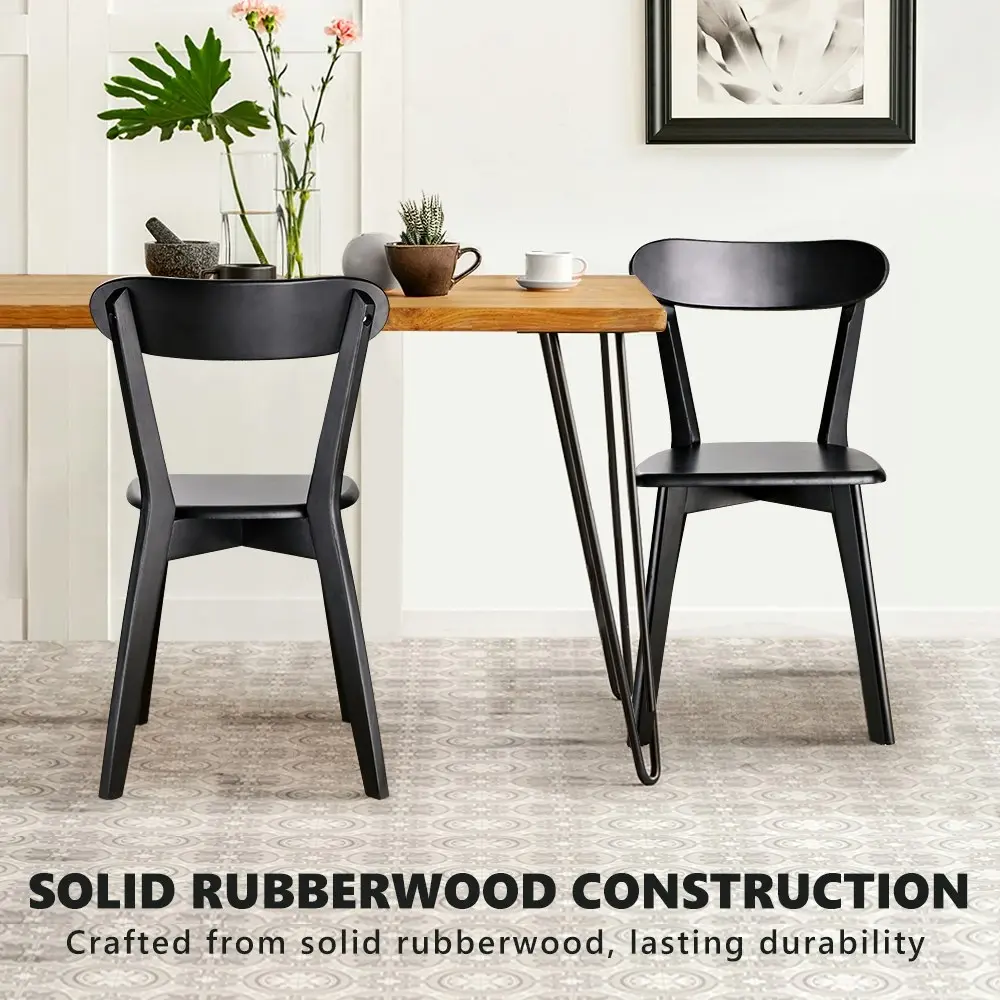 Furb 2x Dining Chairs Minimalist Wooden Chair Accent Chair Kitchen Black