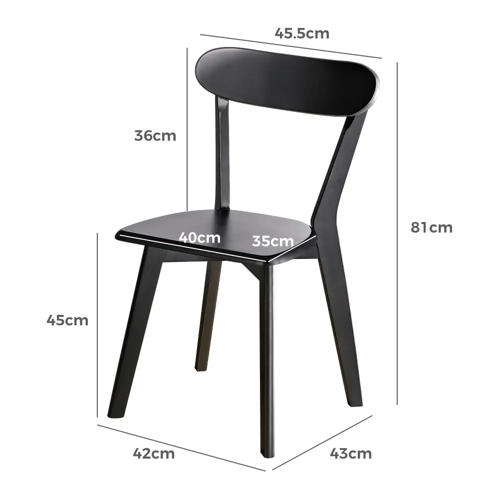 Furb 2x Dining Chairs Minimalist Wooden Chair Accent Chair Kitchen Black