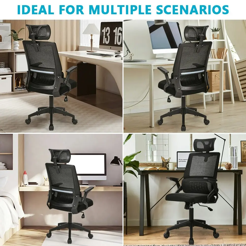 Furb Office Chair Gaming Executive Computer Chair Mesh Fabric Work Seat Black