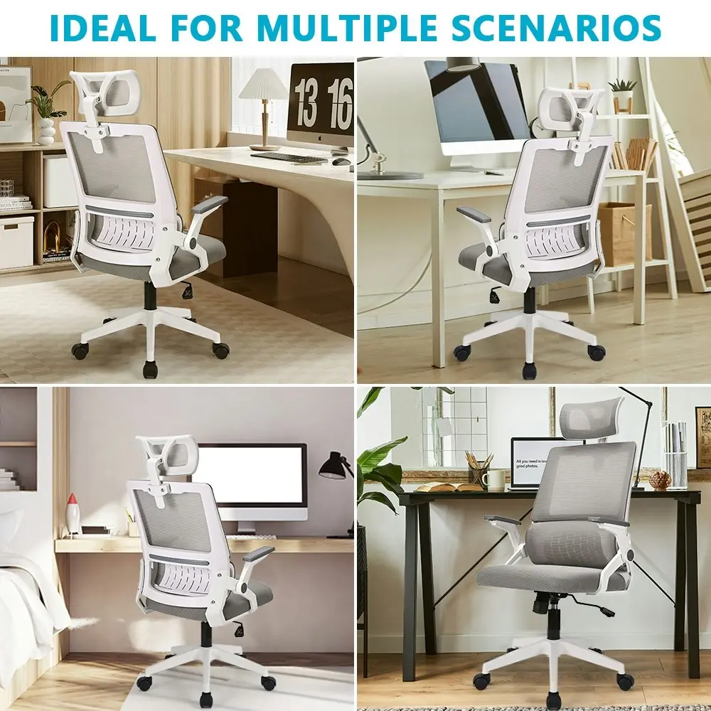 Furb Office Chair Gaming Executive Computer Chair Mesh Fabric Work Seat Grey