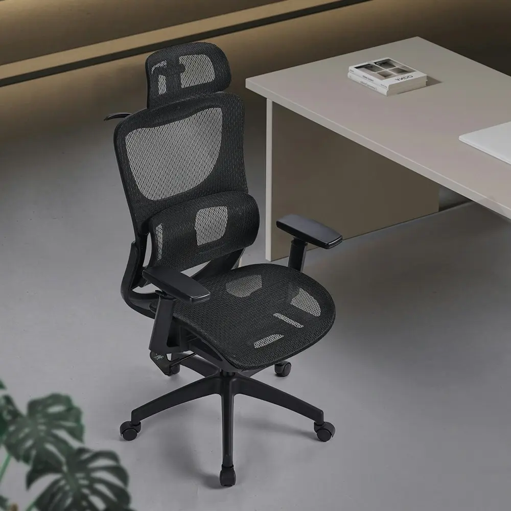 Furb Ergonomic Office Chair Mesh Computer Desk Chair Tilt Fabric Seat Black