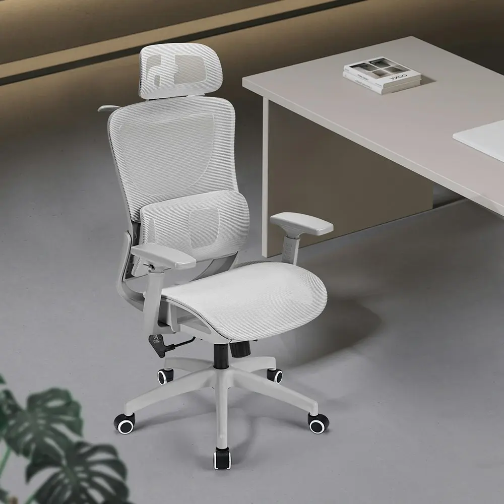 Furb Ergonomic Office Chair Mesh Computer Desk Chair Tilt Fabric Seat Grey