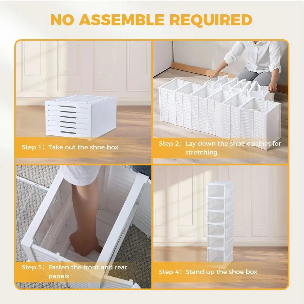 Furb 9 Tier Shoe Boxs Clear Shoe Storage Carbin Set Foldable Shoes Organizer