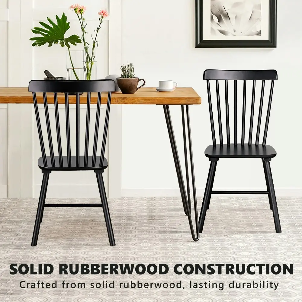 Furb Dining Chairs Set of 4 Soild Wood Accent Kitchen Chair Black