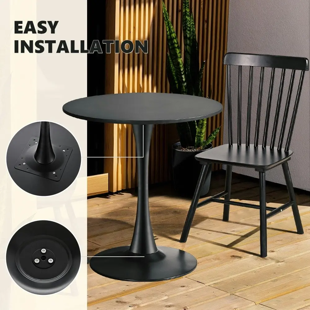 Furb 70cm Dining Table, Round Cafe Reataurent Kitchen Table Black