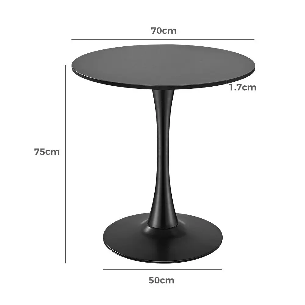 Furb 70cm Dining Table, Round Cafe Reataurent Kitchen Table Black