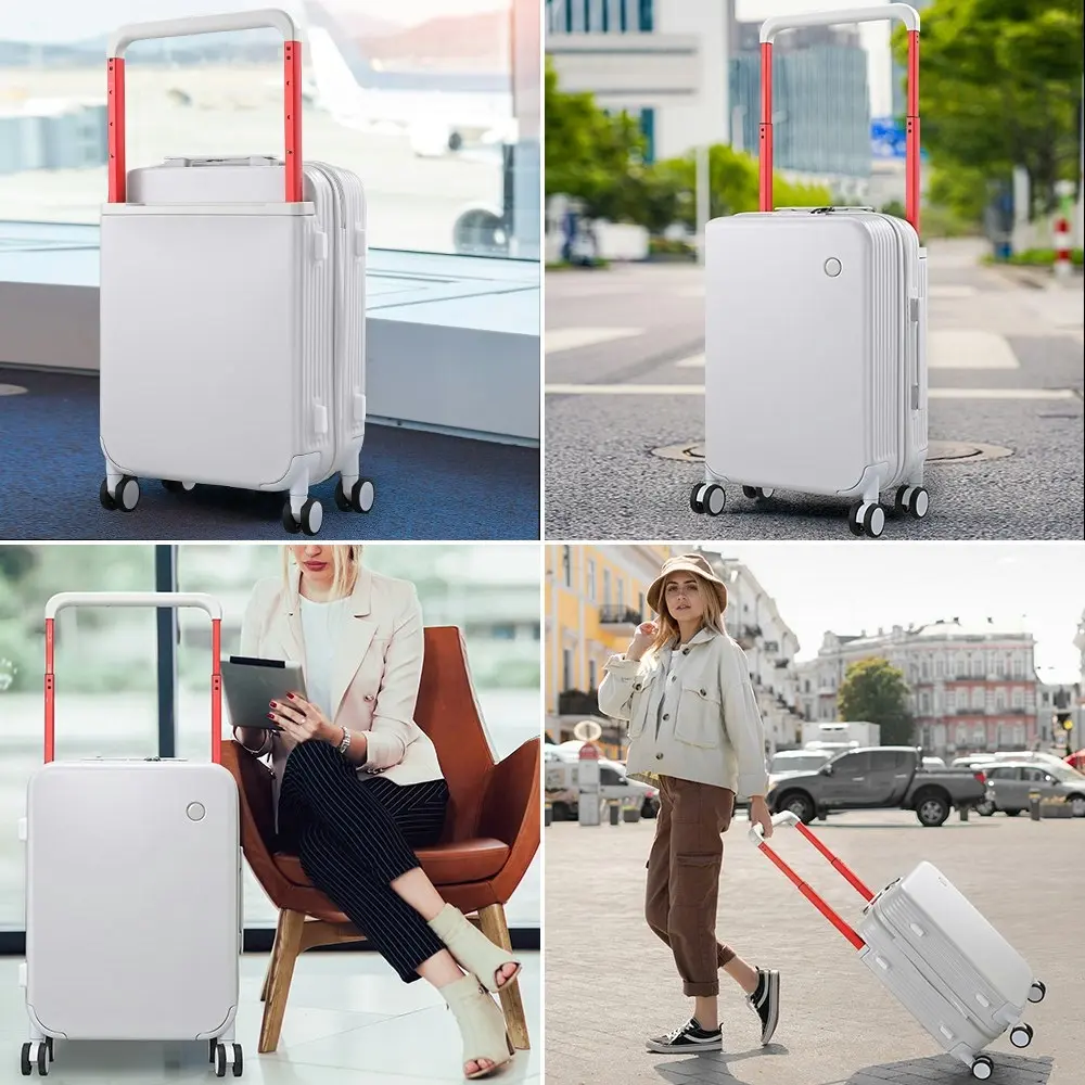 Tabibito 20" Luggage Wide Handle PC Hard Shell Travel Suitcase TSA Lock White